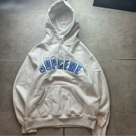 Supreme Icy Arc Hoodie L Light Gray Blue Mens